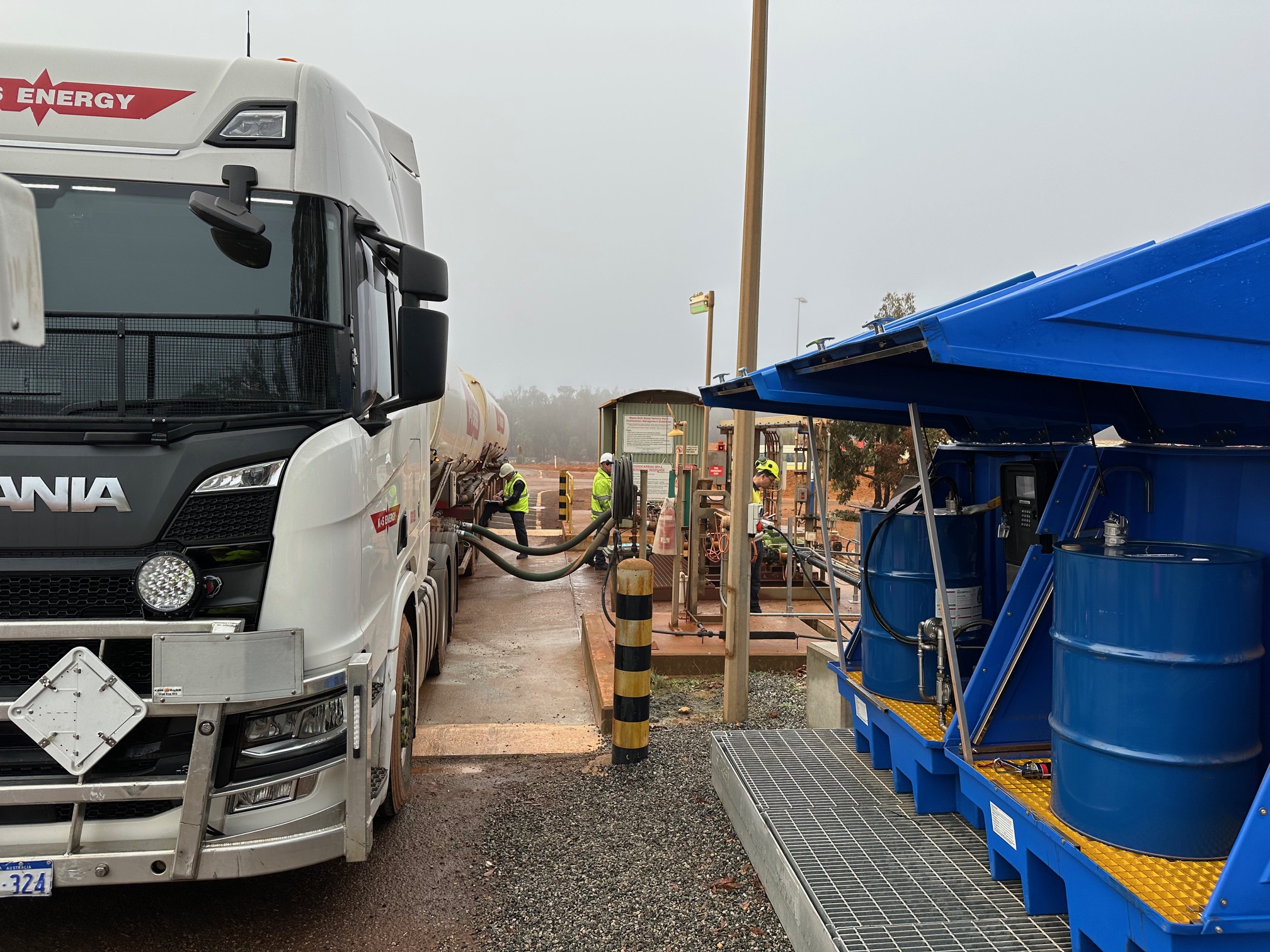 Fuel truck at bowser for fuel additive dosing